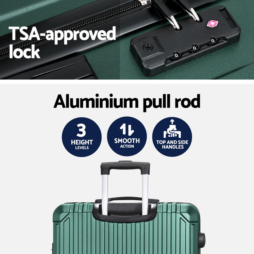 Safes & Lock Boxes: Wanderlite 28'' Luggage Travel Suitcase Set TSA Carry On Hard Case Green