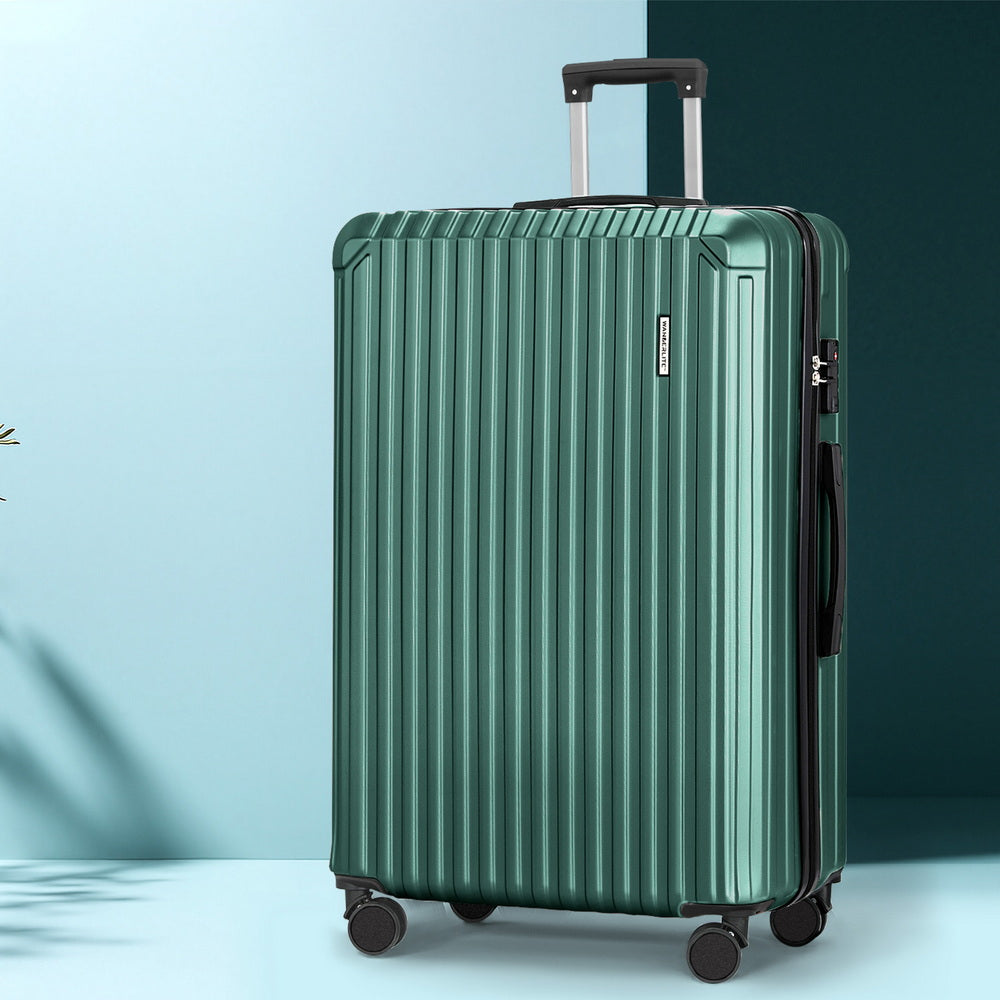 Safes & Lock Boxes: Wanderlite 28'' Luggage Travel Suitcase Set TSA Carry On Hard Case Green