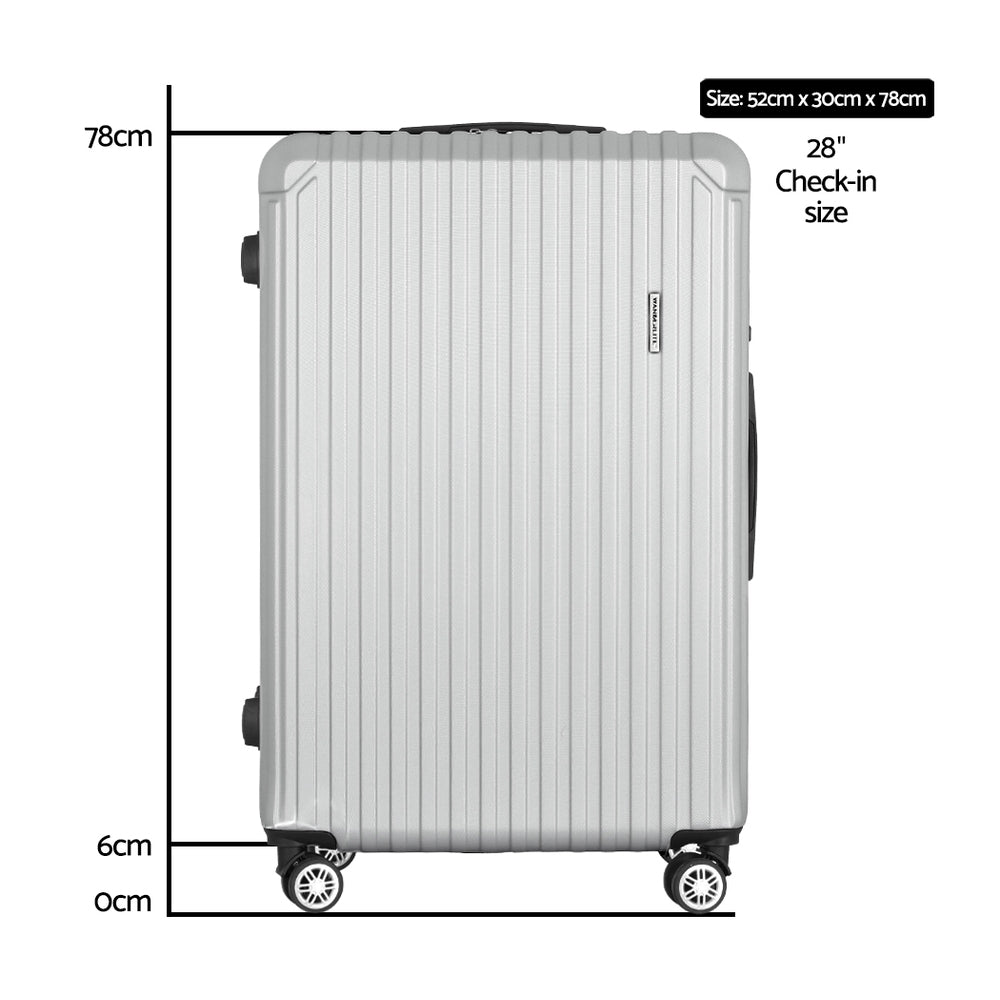 Suitcases: Wanderlite 28-inch Luggage Set with TSA Lock�ABS Hard Shell Travel Suitcase Organiser Luggage Case Light Grey