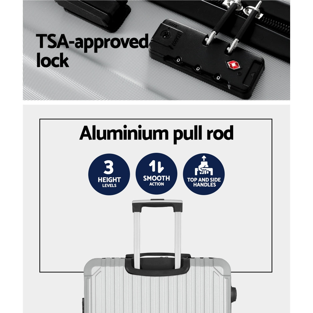 Suitcases: Wanderlite 28-inch Luggage Set with TSA Lock�ABS Hard Shell Travel Suitcase Organiser Luggage Case Light Grey