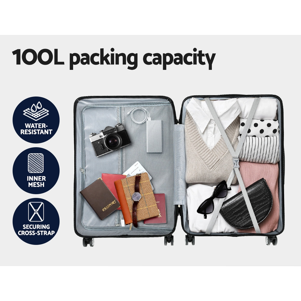 Suitcases: Wanderlite 28-inch Luggage Set with TSA Lock�ABS Hard Shell Travel Suitcase Organiser Luggage Case Light Grey