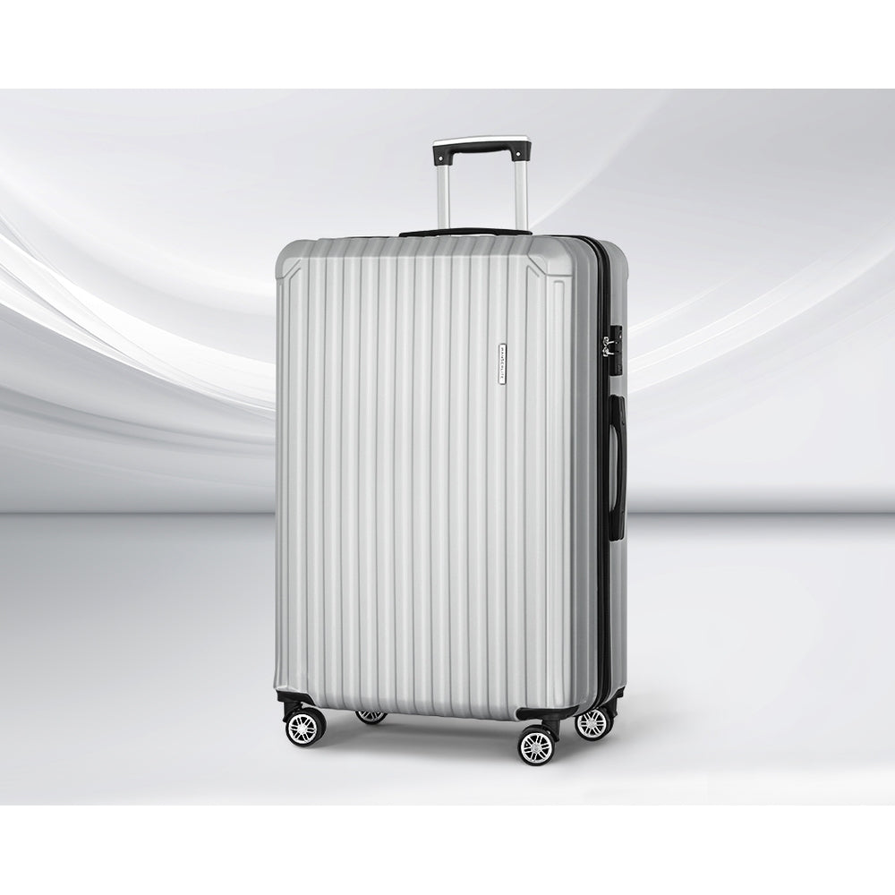 Suitcases: Wanderlite 28-inch Luggage Set with TSA Lock�ABS Hard Shell Travel Suitcase Organiser Luggage Case Light Grey