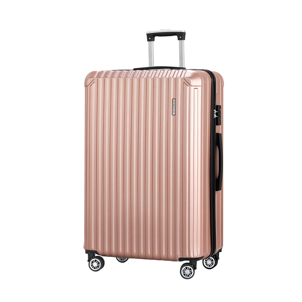 Suitcases: Wanderlite 28-inch Luggage Set with TSA Lock�ABS Hard Shell Travel Suitcase Organiser Luggage Case Rose Gold
