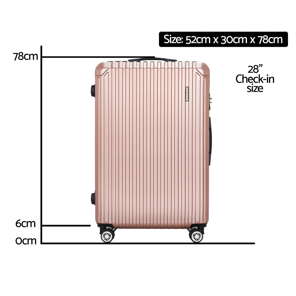 Suitcases: Wanderlite 28-inch Luggage Set with TSA Lock�ABS Hard Shell Travel Suitcase Organiser Luggage Case Rose Gold