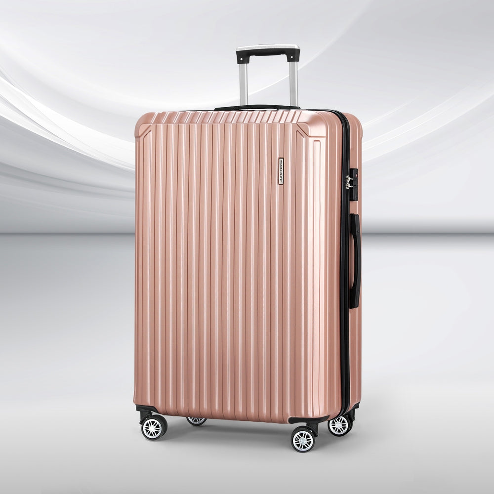Suitcases: Wanderlite 28-inch Luggage Set with TSA Lock�ABS Hard Shell Travel Suitcase Organiser Luggage Case Rose Gold