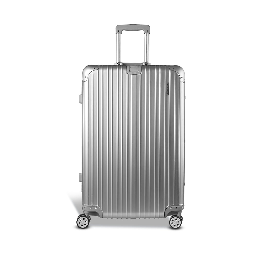 Suitcases: Wanderlite 28 Inch Luggage with TSA Lock Stainless�Steel�Wrapped�Corners Hard Shell Travel Suitcase Luggage Case Silver