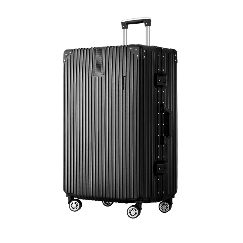 Suitcases: Wanderlite 28 Inch Luggage with TSA Lock Stainless�Steel�Wrapped�Corners Hard Shell Travel Suitcase Luggage Case Black
