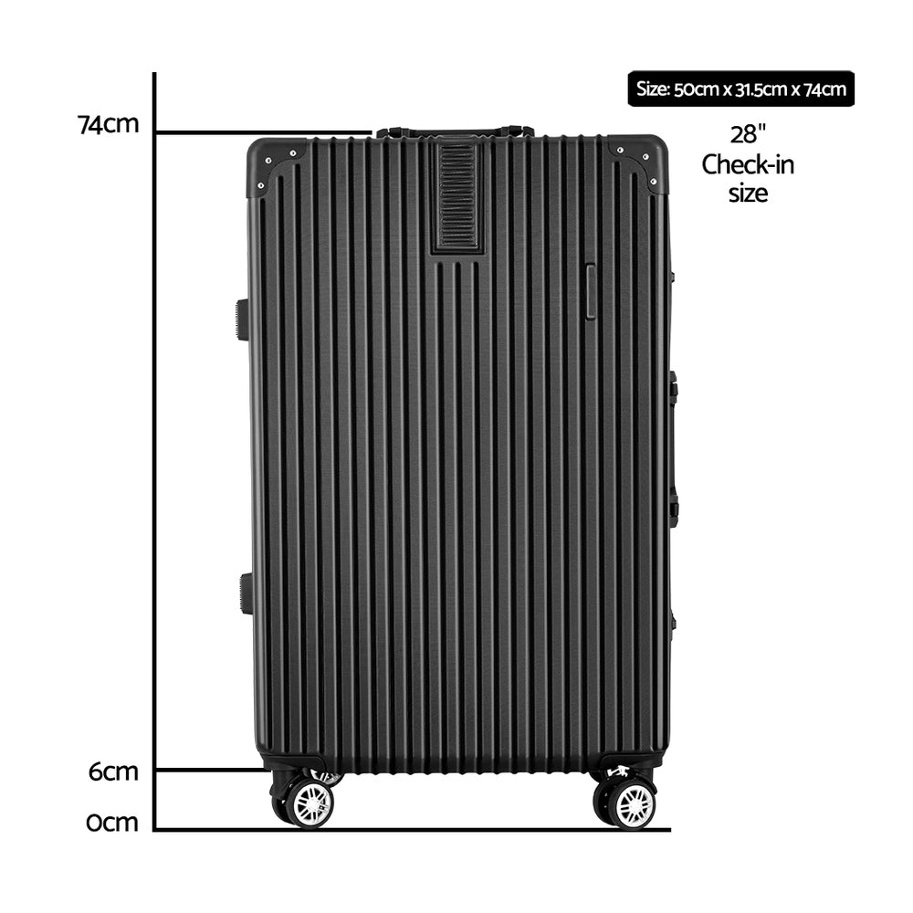 Suitcases: Wanderlite 28 Inch Luggage with TSA Lock Stainless�Steel�Wrapped�Corners Hard Shell Travel Suitcase Luggage Case Black