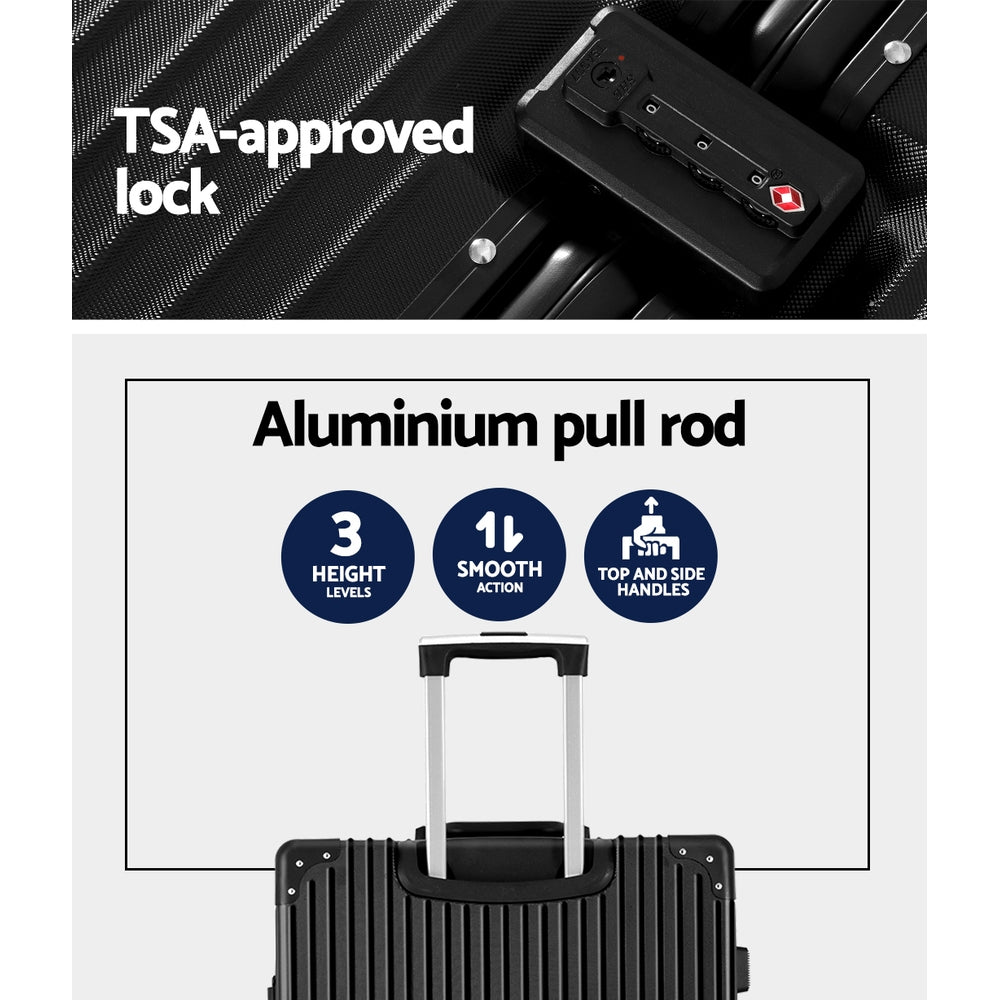 Suitcases: Wanderlite 28 Inch Luggage with TSA Lock Stainless�Steel�Wrapped�Corners Hard Shell Travel Suitcase Luggage Case Black