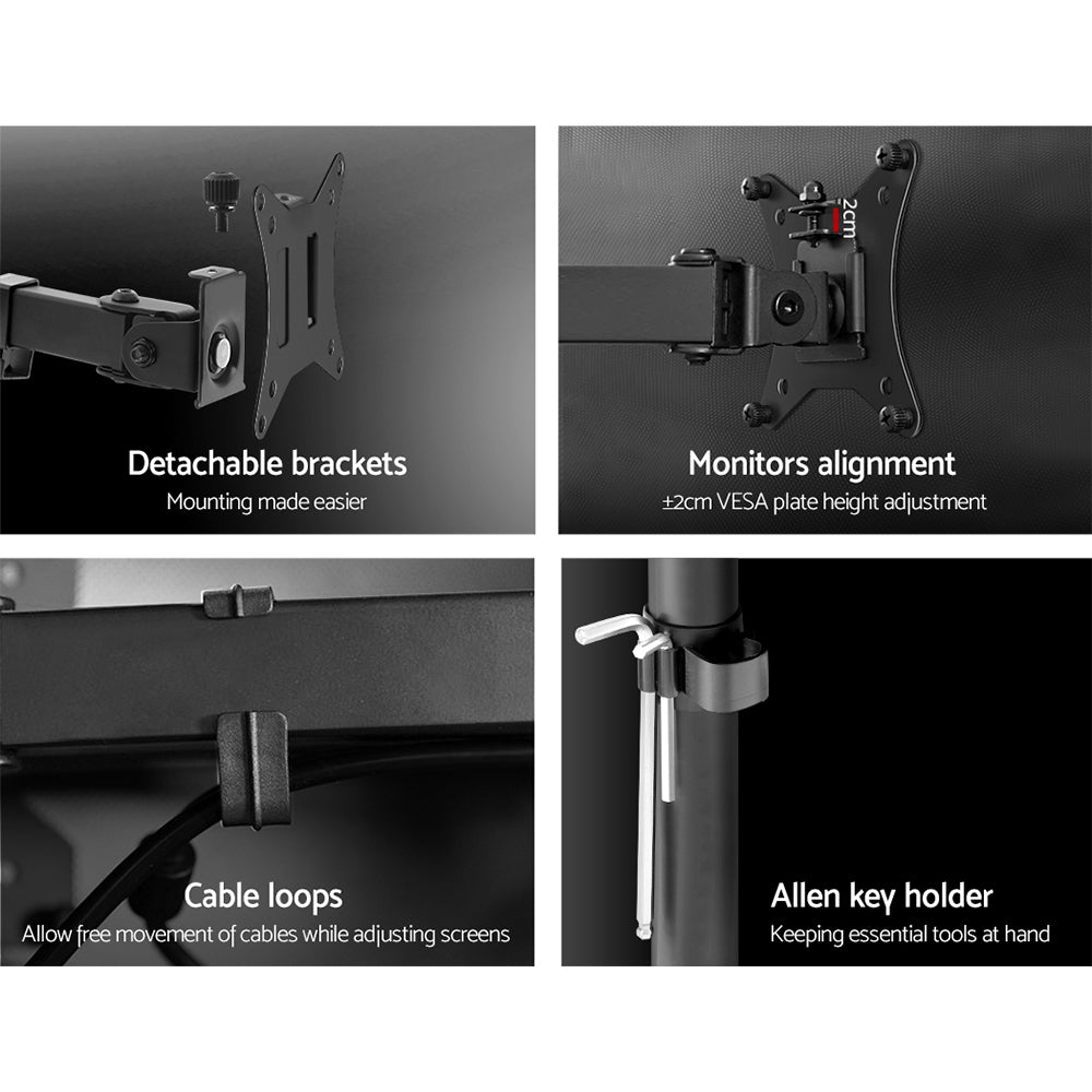 Computer Monitors & Accessories: Artiss Monitor Arm Dual Desk Mount Screen Bracket Holder