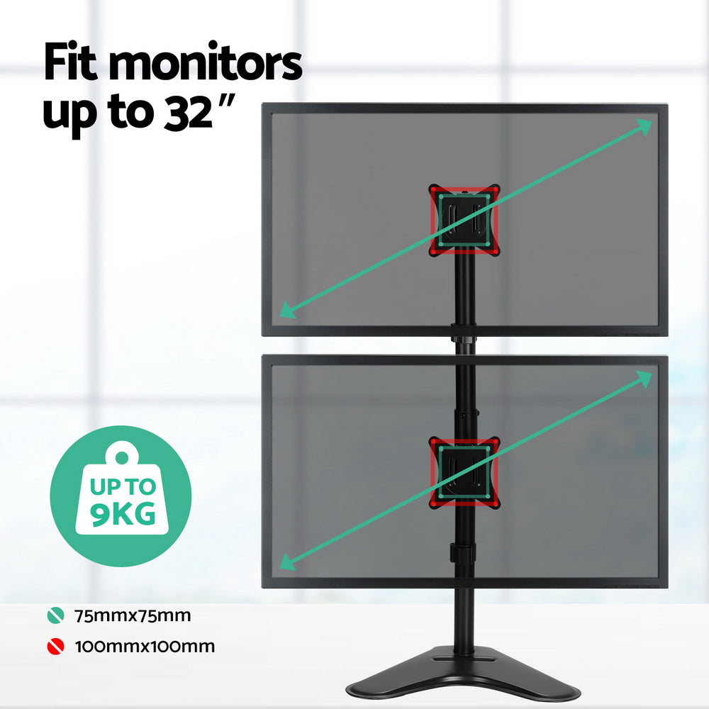 Computer Monitors & Accessories: Artiss Monitor Arm Stand Dual Mount HD LED TV Bracket Holder Freestanding