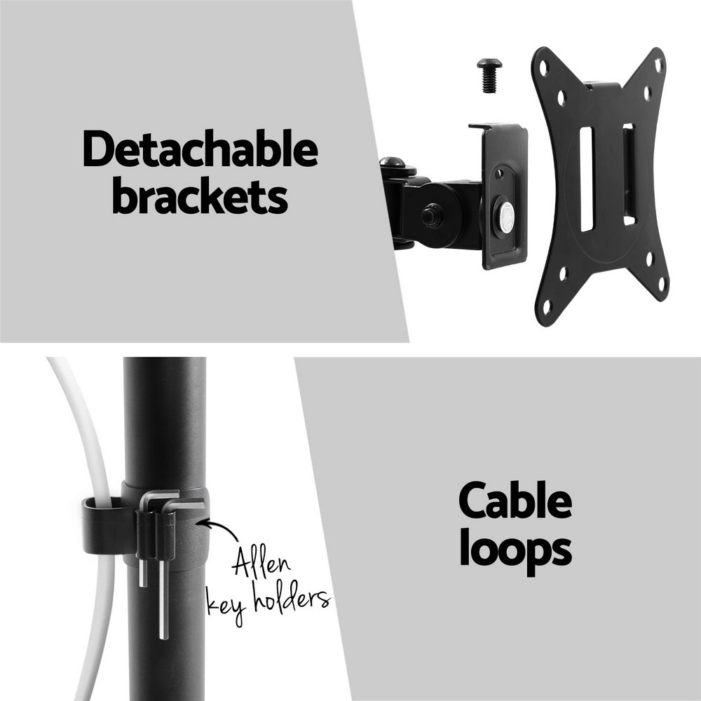 Computer Monitors & Accessories: Artiss Monitor Arm Stand Dual Mount HD LED TV Bracket Holder Freestanding