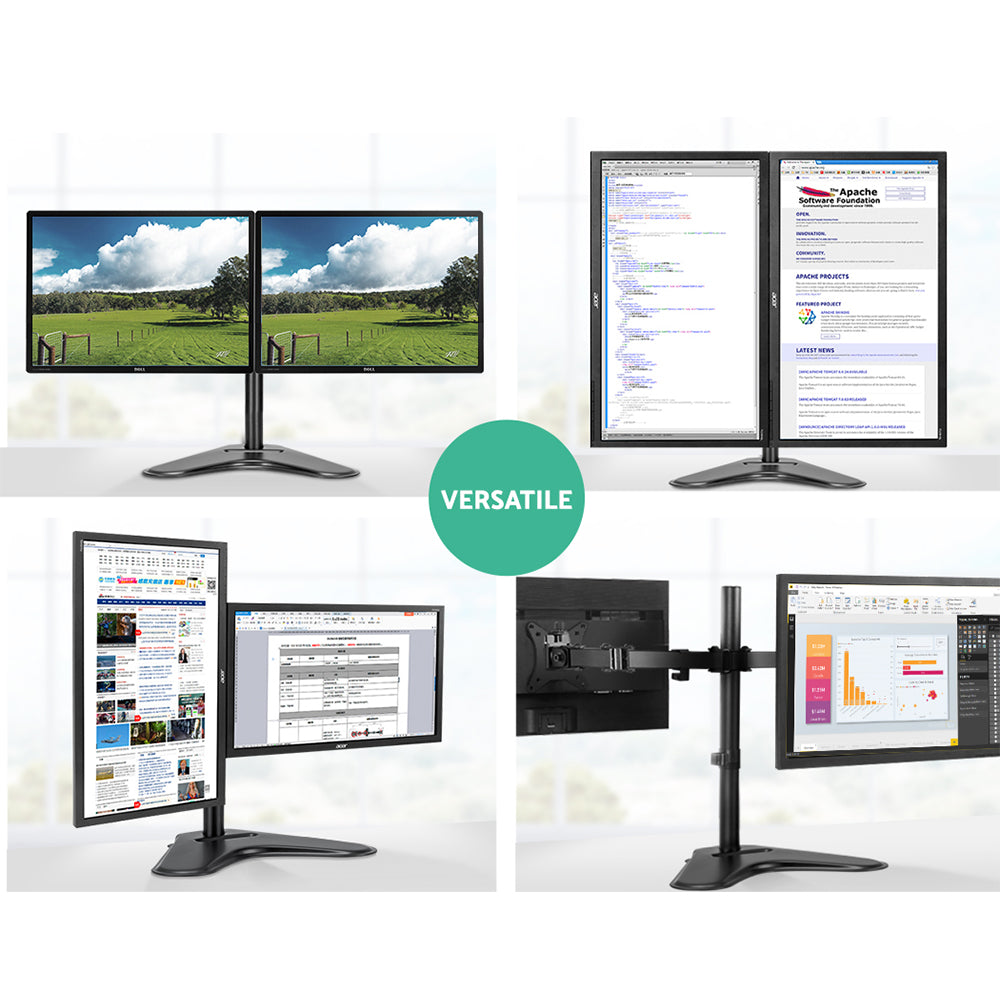 Computer Monitors & Accessories: Artiss Monitor Arm Stand Dual Black