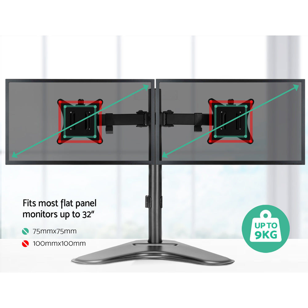 Computer Monitors & Accessories: Artiss Monitor Arm Stand Dual Black