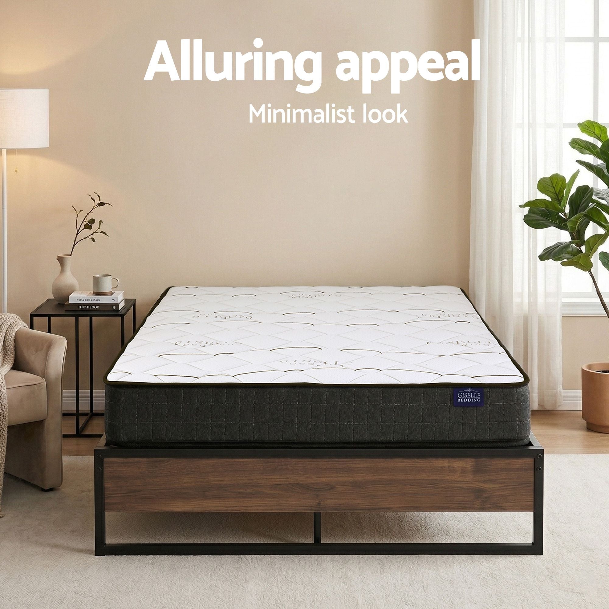 Giselle Double Mattress 16cm and Artiss Metal Bed Frame Set for Guest Rooms Studios