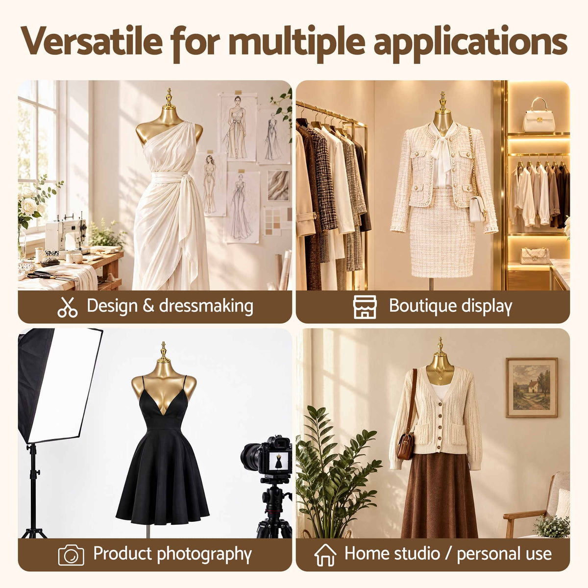 Embellir Female BBL Mannequin, Adjustable Dress Form Dummy Model Clothes Display, Gold