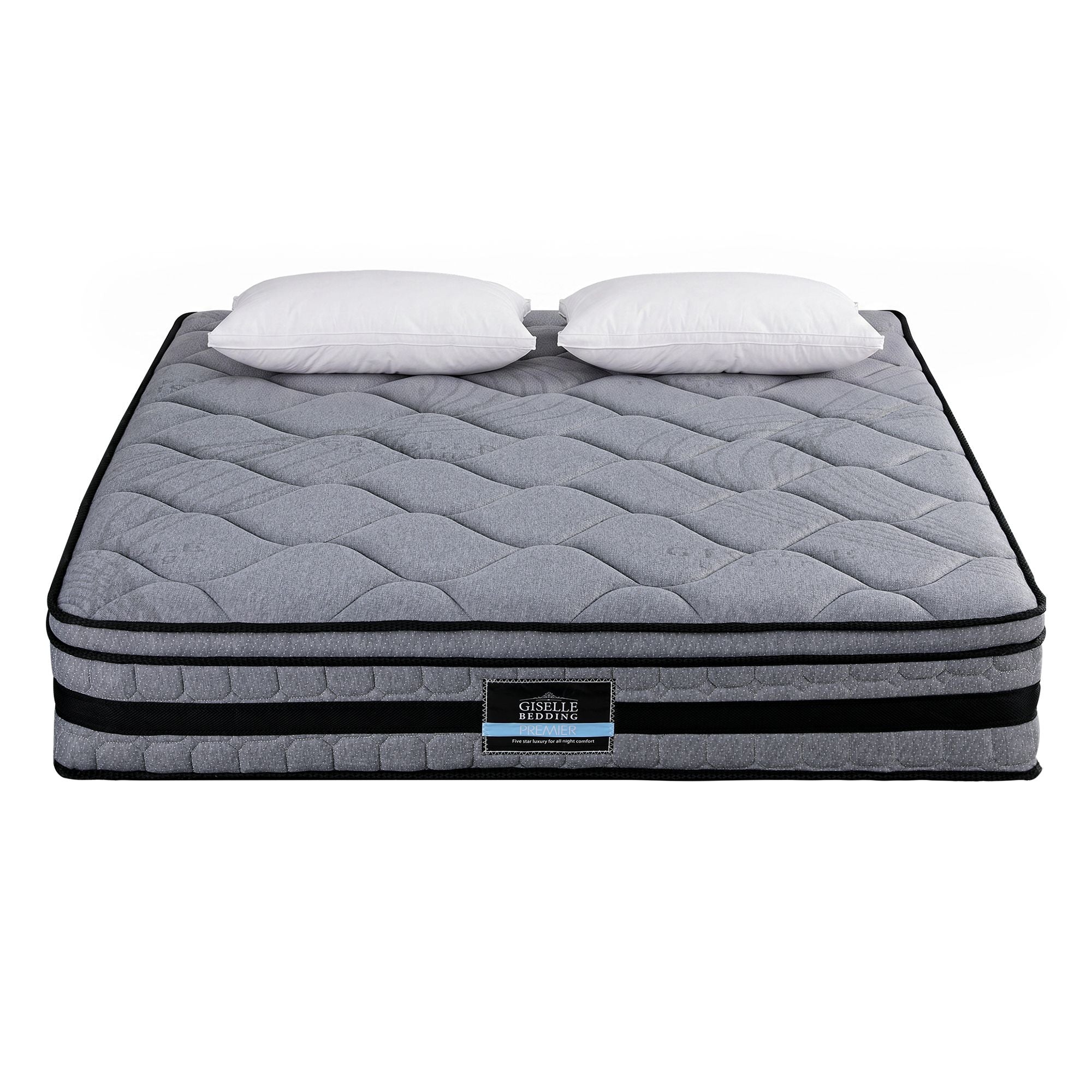 Giselle King 34cm Euro Top Pocket Spring Mattress with 2 Feather Down Pillows Set