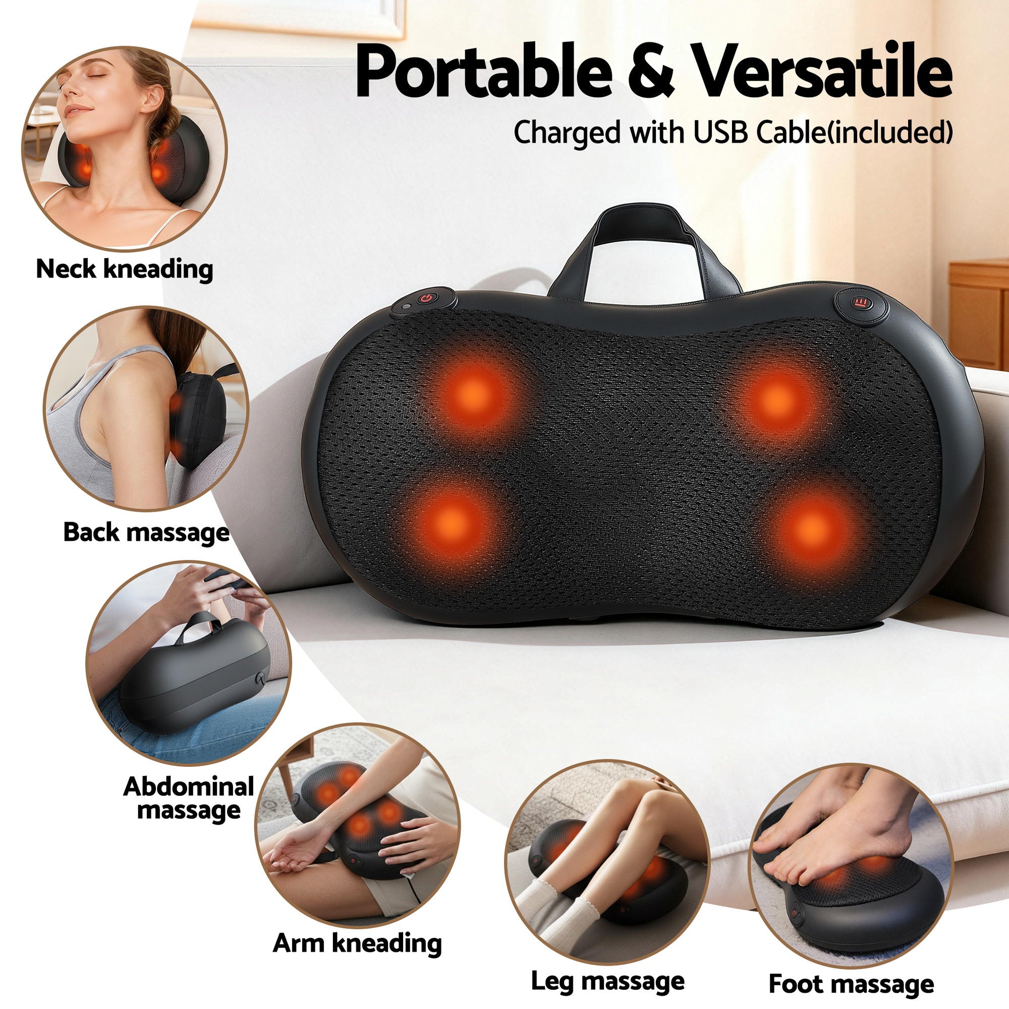 Massagers: Livemor Leg Foot Massager Air Compression With Back Neck Massager Heat