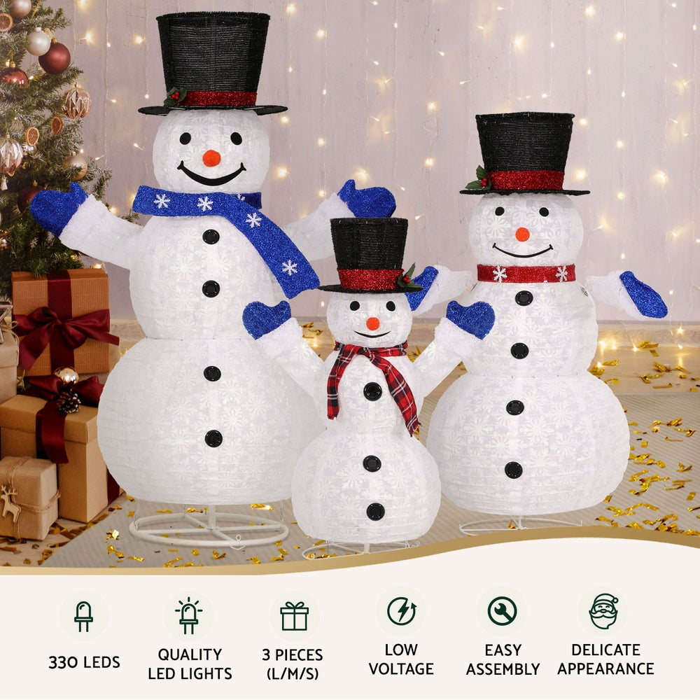 Outdoor Decorations & Lights: 3 PCS Christmas Lights 330 LED Fairy Light Snowman Decorations Jingle Jollys