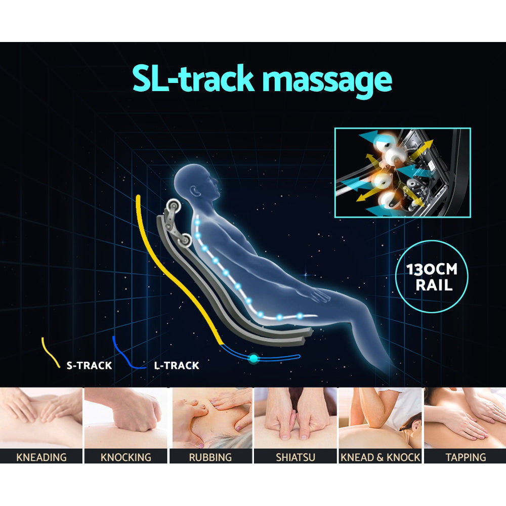 Livemor 4D Massage Chair Recliner - Full Body SL-Track Zero Gravity with AI Body Scan, Deep Tissue Electric Massager with Heat, 12 Auto Programs, LCD Touchscreen & Bluetooth, Grey