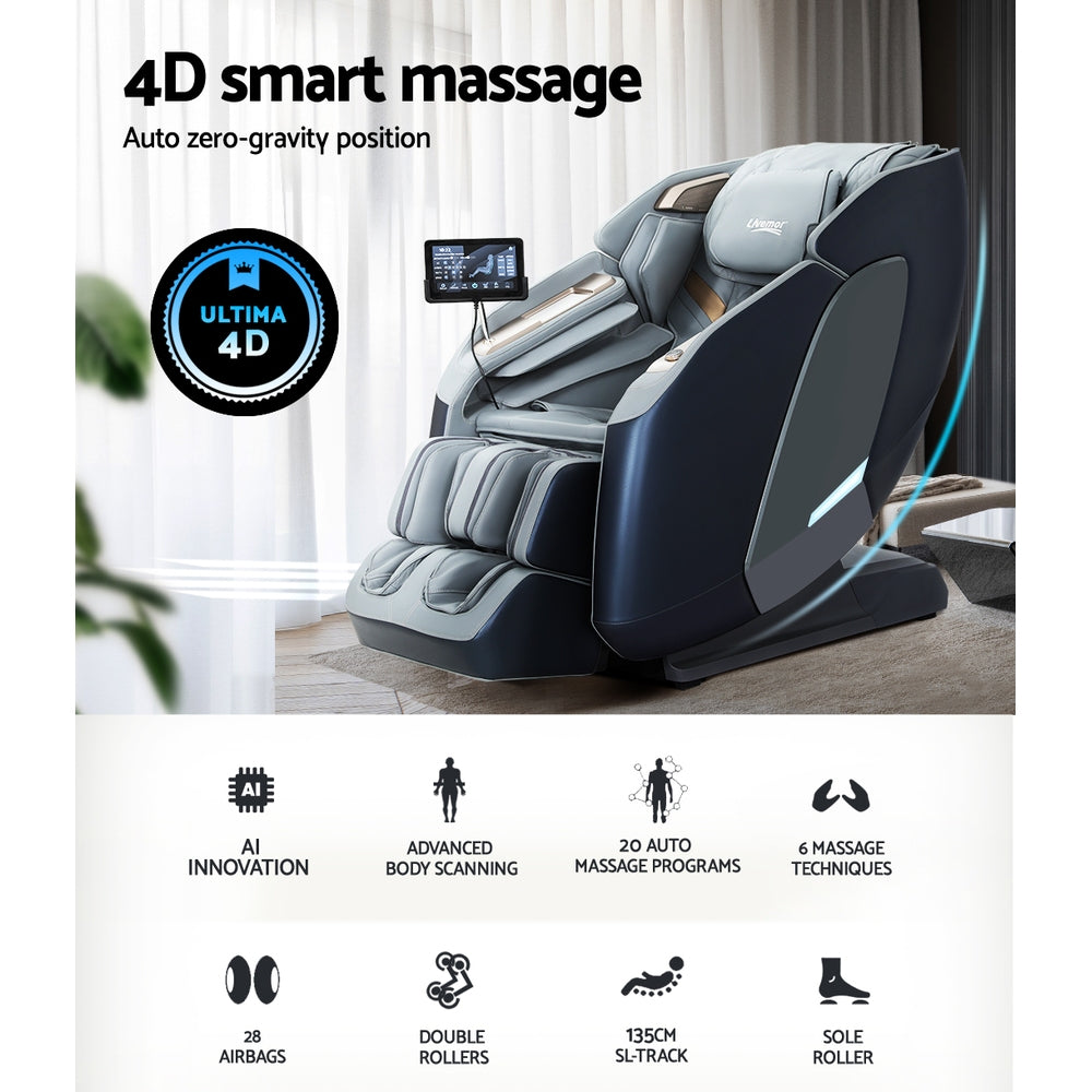 Massage Chairs: Livemor 4D Massage Chair Electric Recliner Double Core Mechanism Massager Melisa