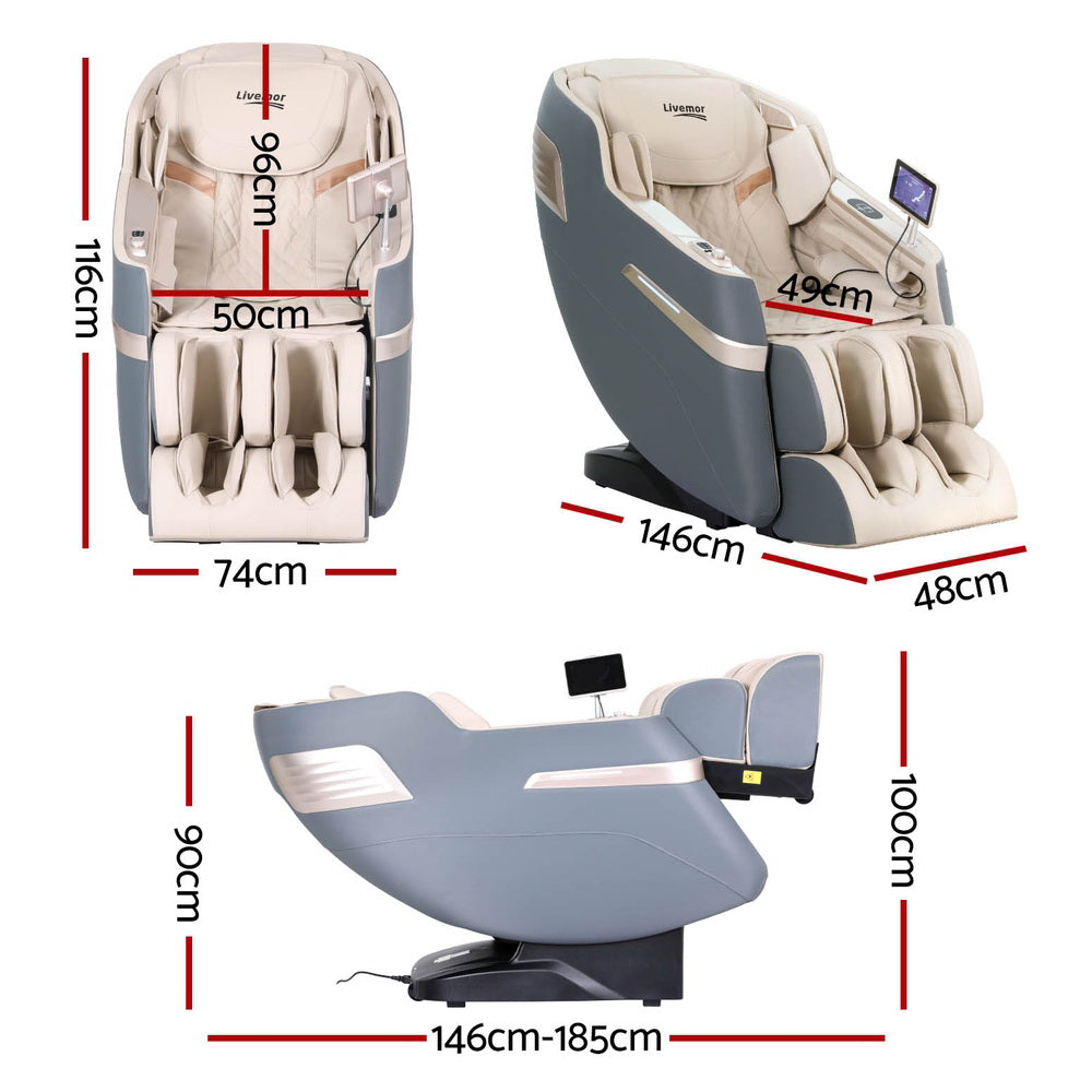 Massage Chairs: Livemor 4D Massage Chair Electric Recliner Home Massager Gray Sina