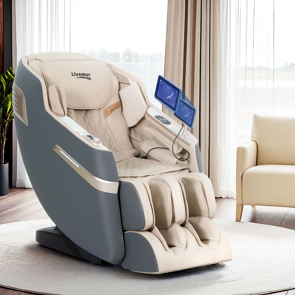 Massage Chairs: Livemor 4D Massage Chair Electric Recliner Home Massager Gray Sina