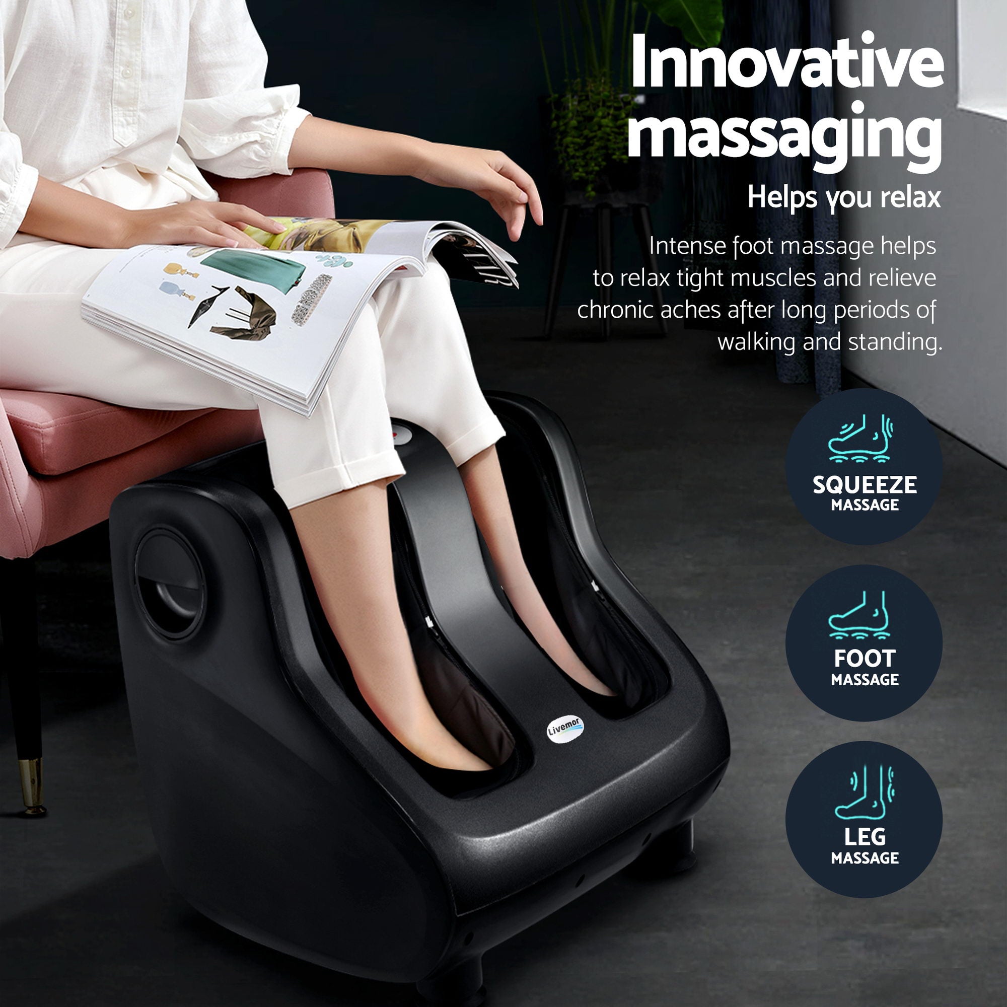 Massagers: Livemor Full Back Massage Seat Cushion Heating With 360° Foot Massagers