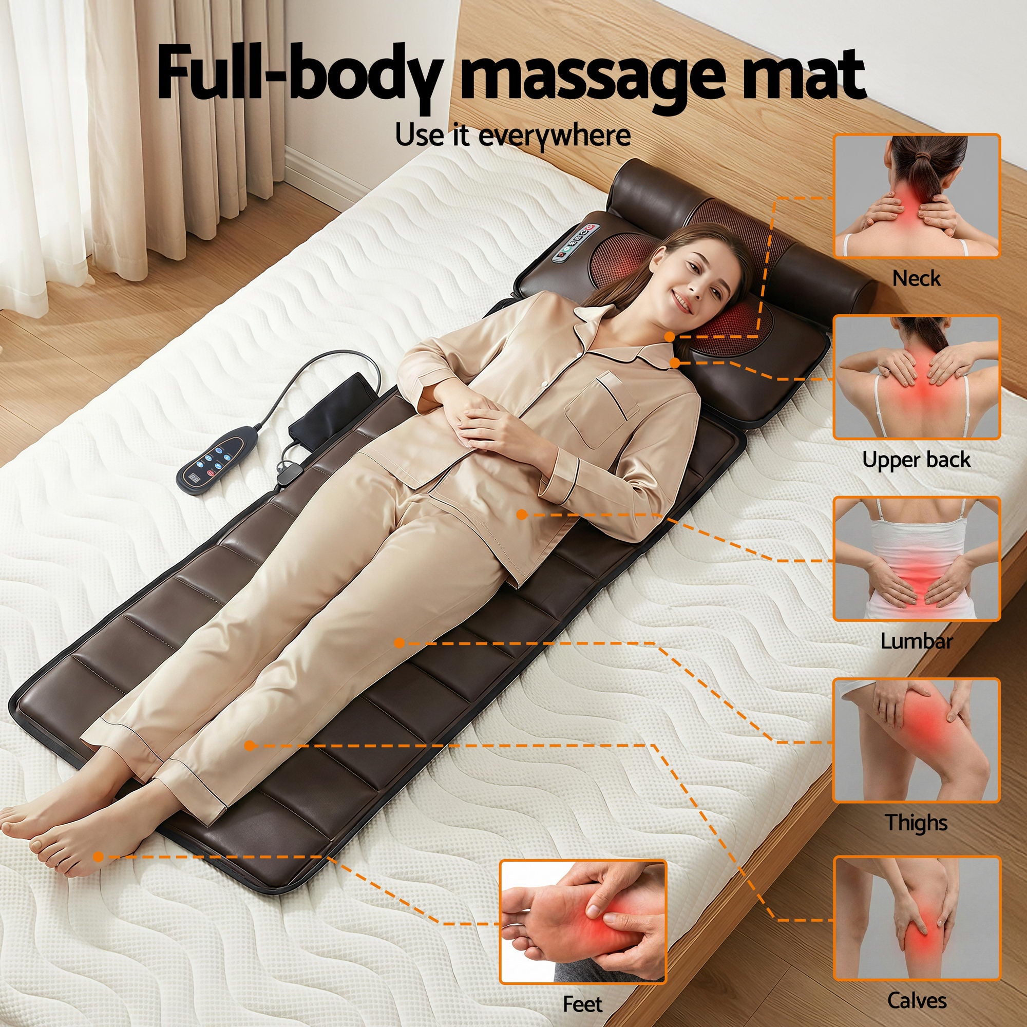 Massagers: Livemor Massage Mat Kneading Neck Foot Massager Heated Vibration Airbag Mattress