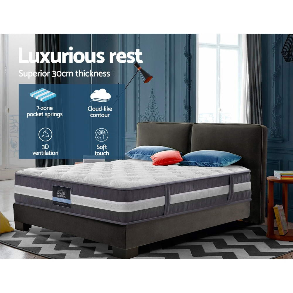 Queen Mattress: Giselle Bedding Queen Mattress Pocket Spring Queen 30cm