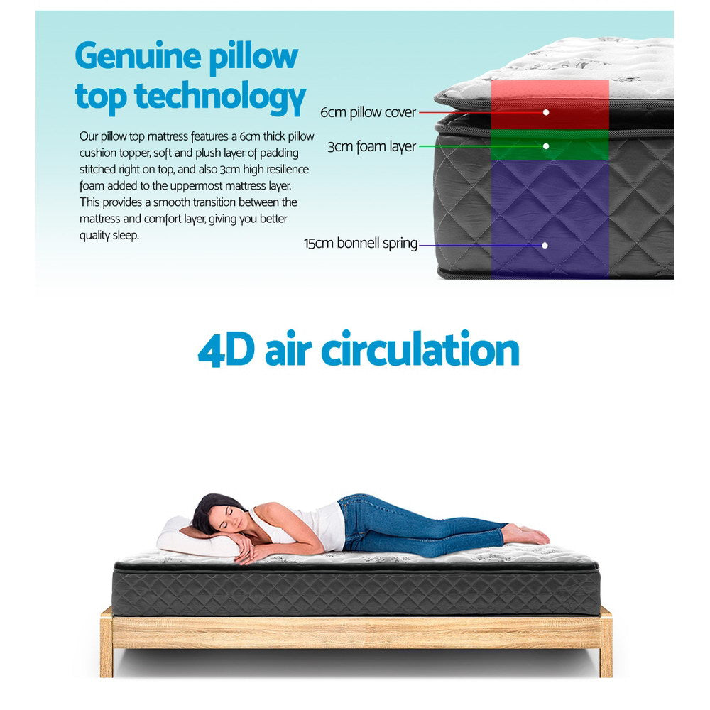 King Single Mattress: Giselle Bedding 24cm Mattress Pillow Top King Single