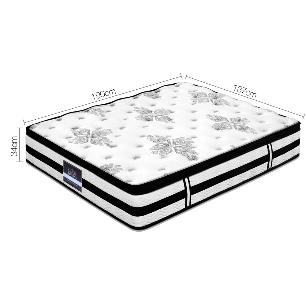 Double Mattress: Giselle Bedding 34cm Mattress Euro Top Pocket Spring Double