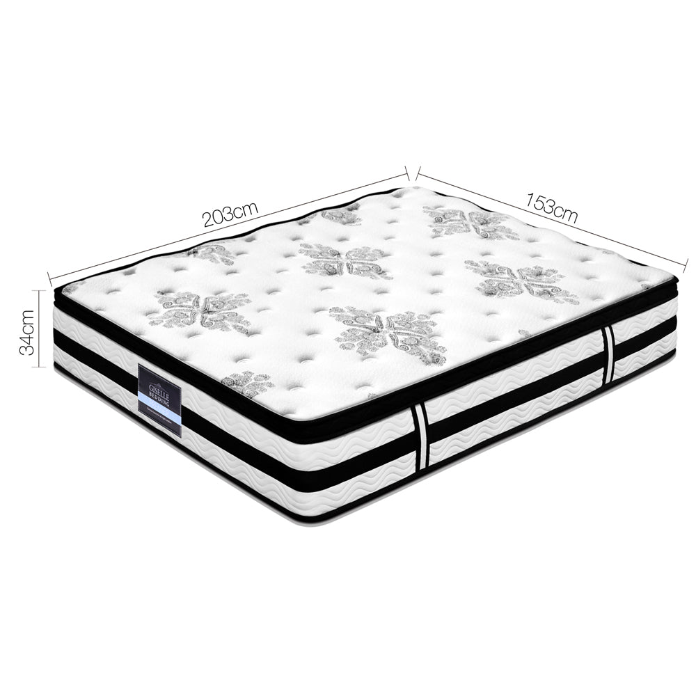 Queen Mattress: Giselle Bedding 34cm Mattress Euro Top Pocket Spring Queen