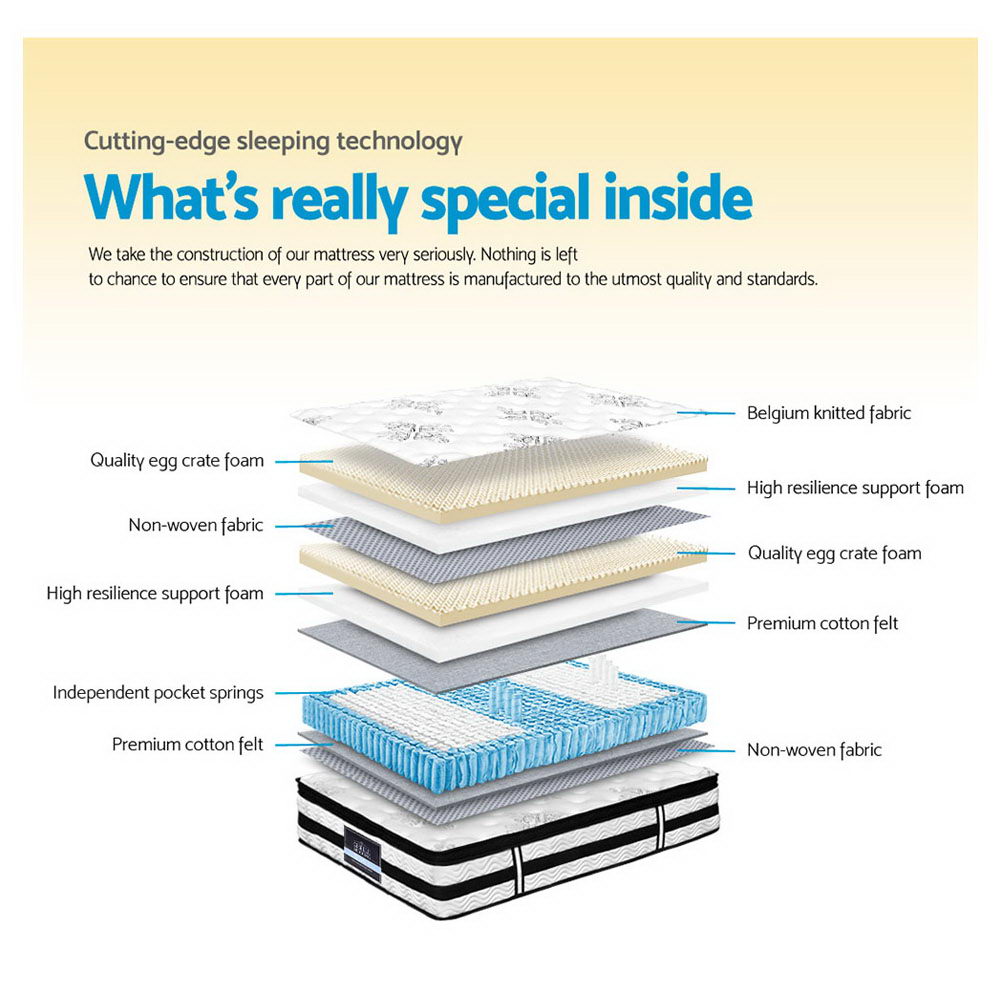 Single Mattress: Giselle Bedding 34cm Mattress Euro Top Pocket Spring Single