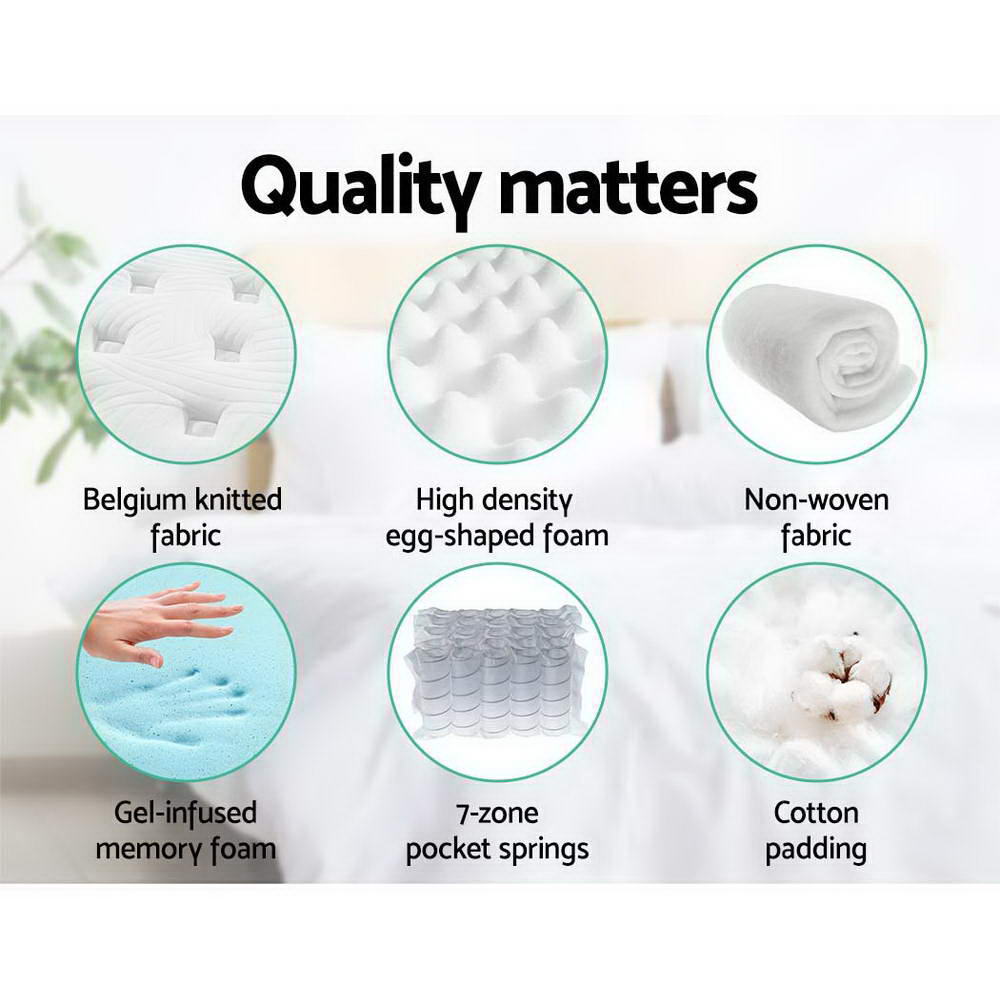 Double Mattress: Giselle Bedding 34cm Mattress Cool Gel Memory Foam 7 Zone Double