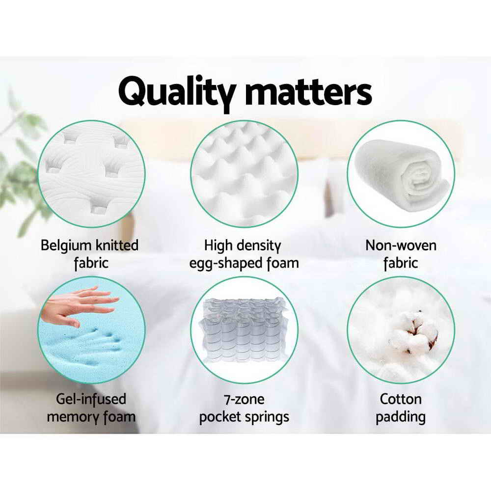 Queen Mattress: Giselle Bedding 34cm Mattress Cool Gel Memory Foam 7 Zone Queen