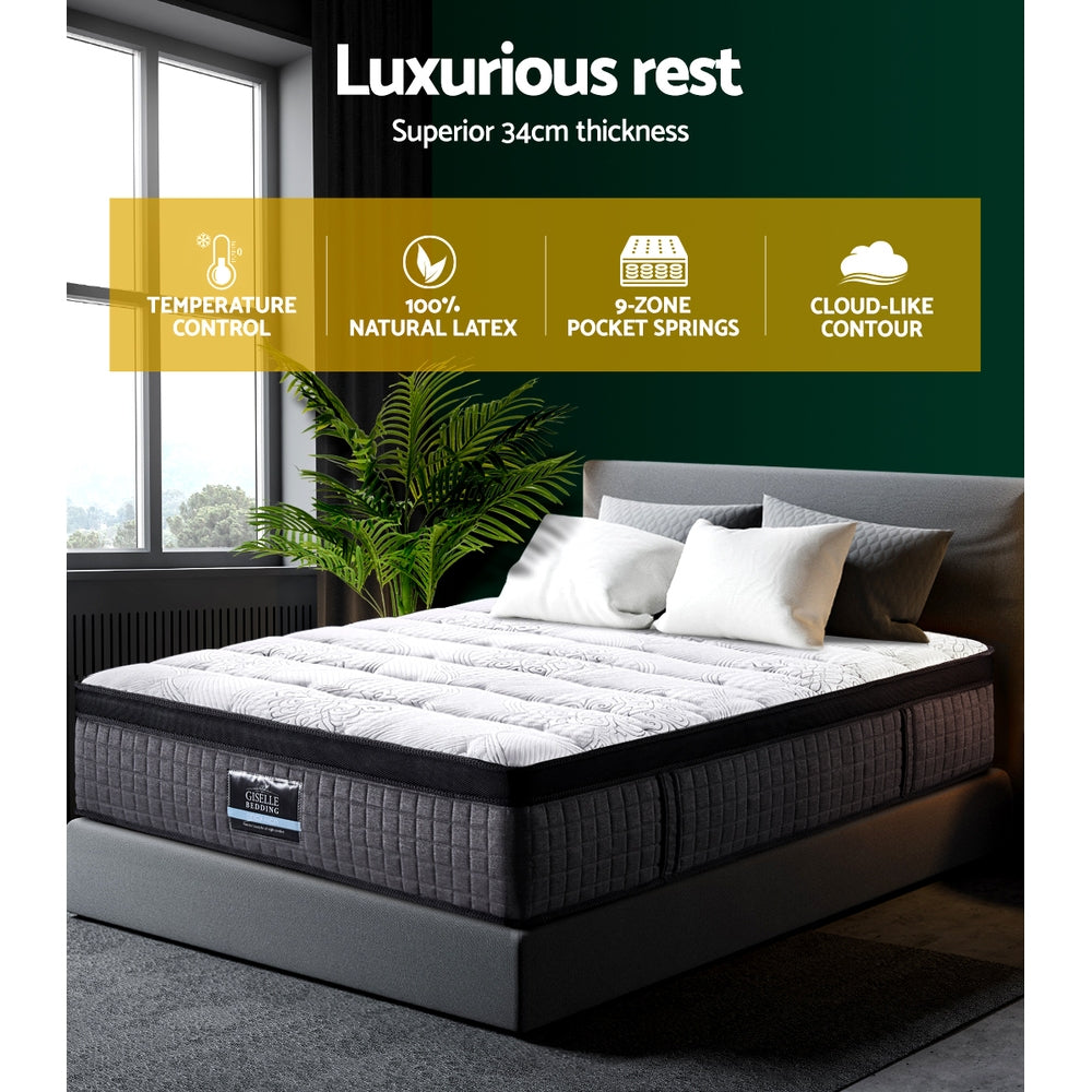 Double Mattress: Giselle Bedding 34cm Mattress 9 Zone Latex Foam Double