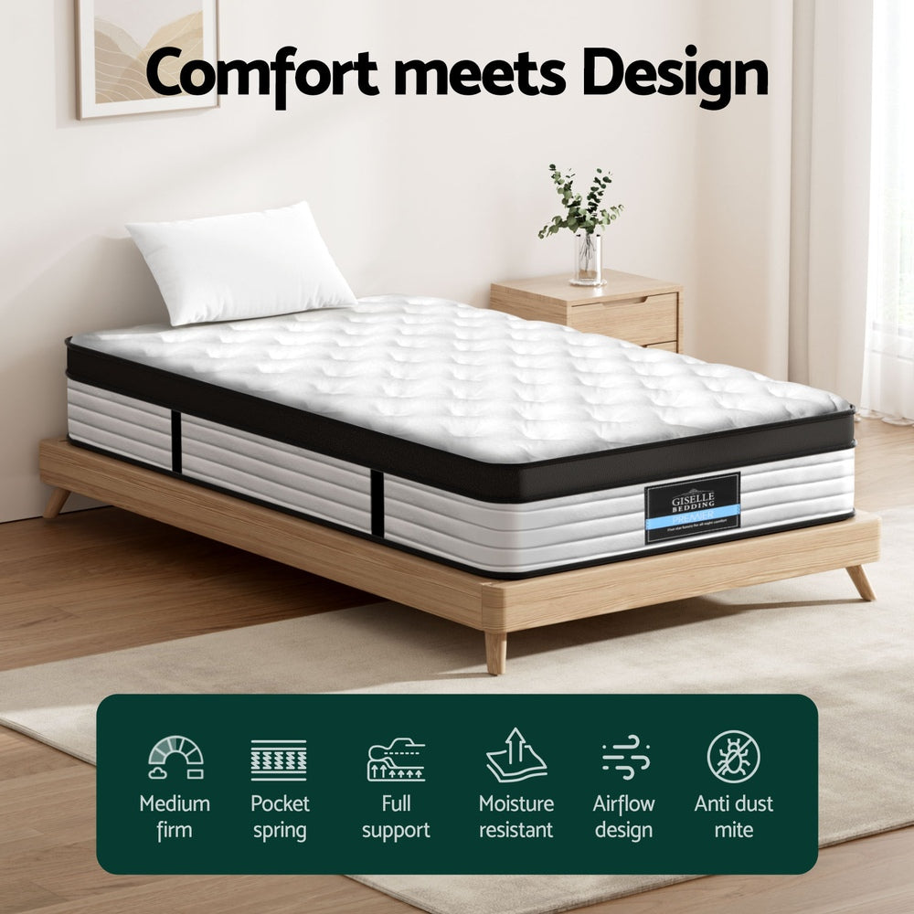 Single Mattress: Giselle Bedding 31cm Mattress Euro Top King Single