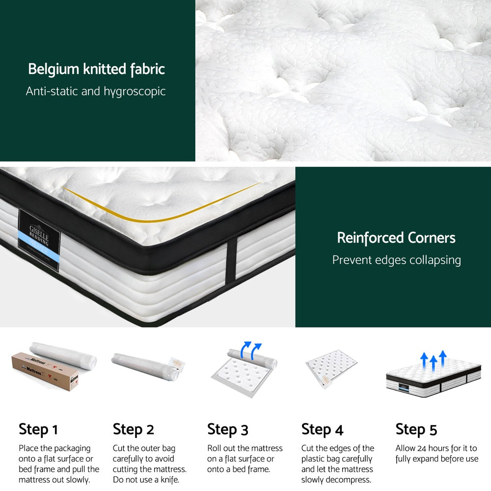 Single Mattress: Giselle Bedding 31cm Mattress Euro Top King Single