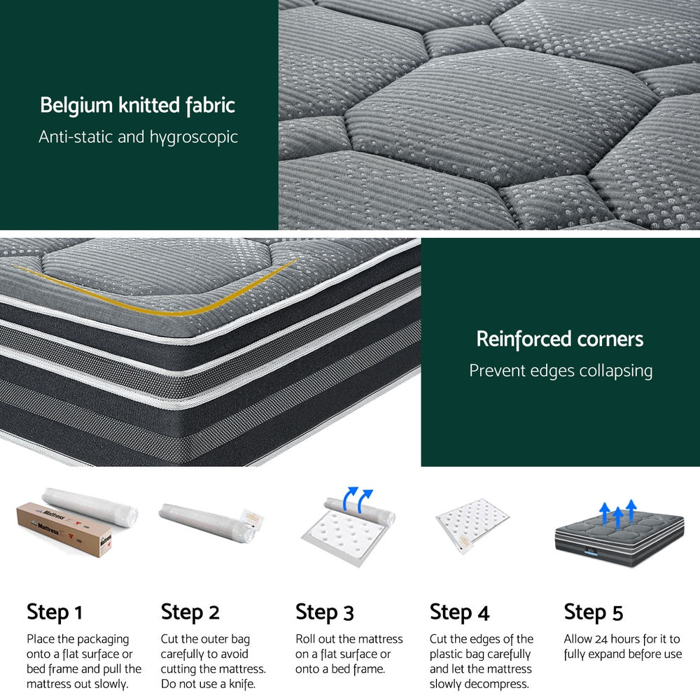 Giselle Mattress 35cm Hybrid Pocket Spring Euro Top Double