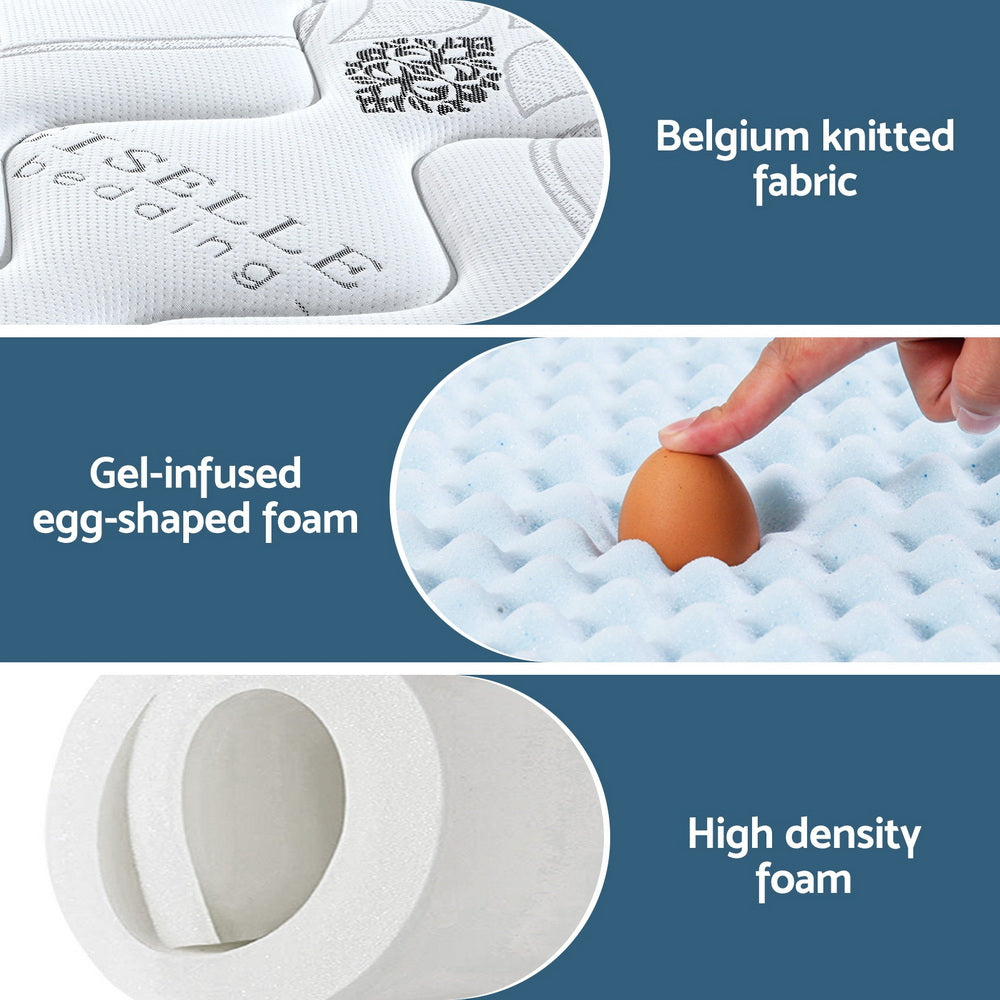 Double Mattress: Giselle Bedding Double Mattress 35cm Bed in a Box Pocket Spring Gel Memory Foam