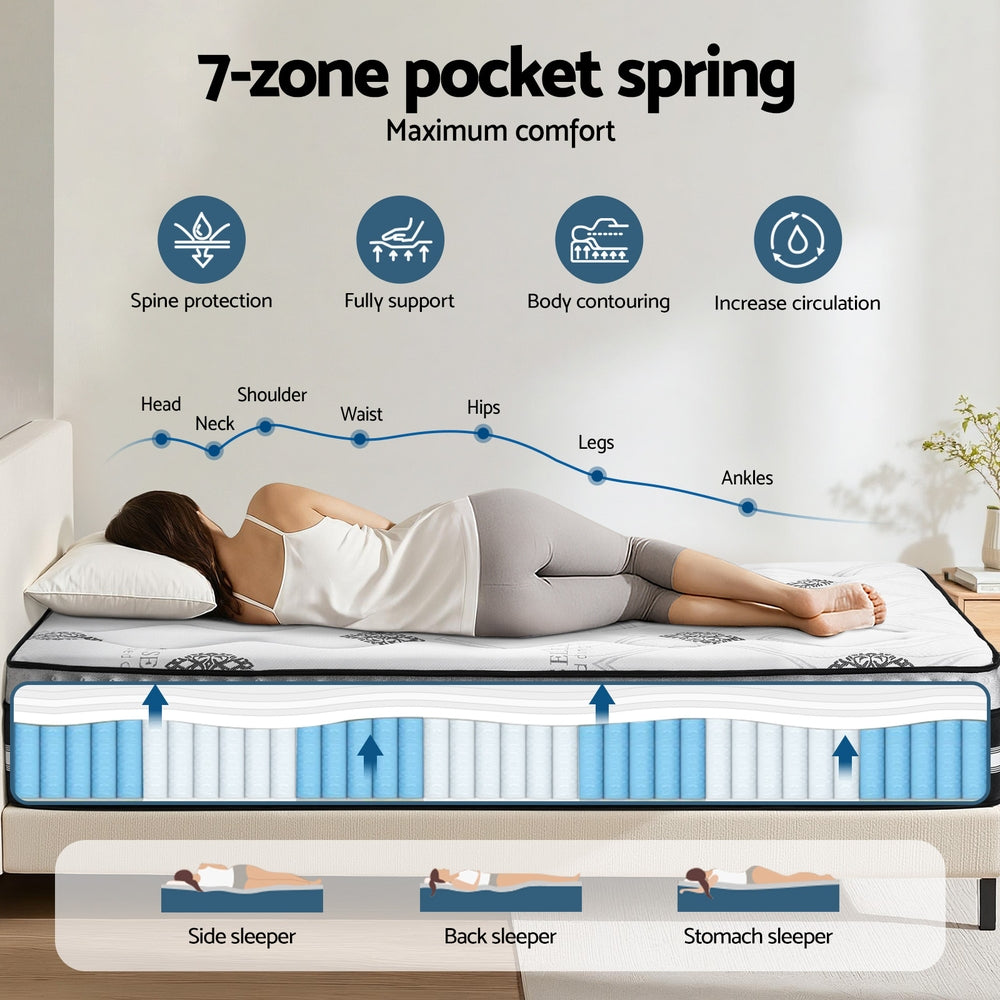 King Size Mattress: Giselle Bedding King Mattress 35cm Bed in a Box Pocket Spring Gel Memory Foam