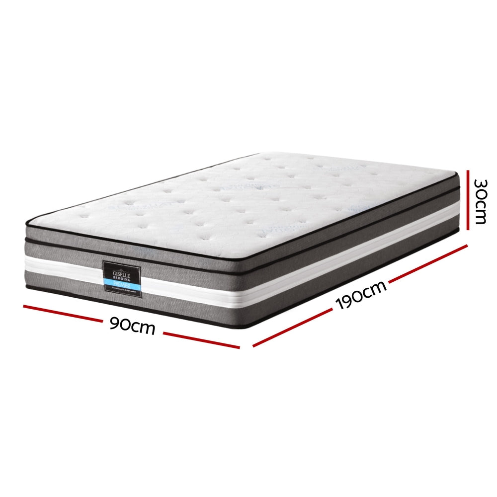 Single Mattress: Giselle Bedding 30cm Mattress Gel Foam Pocket Spring Single