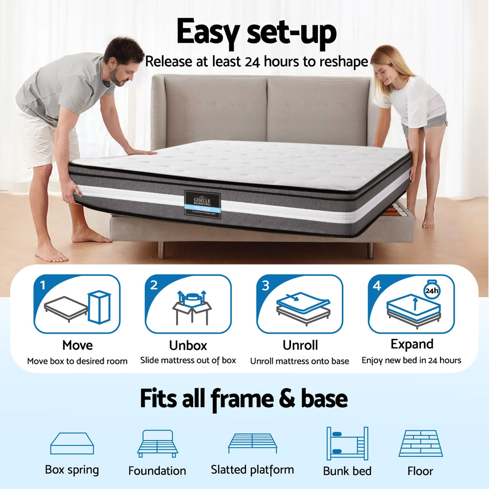 Single Mattress: Giselle Bedding 30cm Mattress Gel Foam Pocket Spring Single