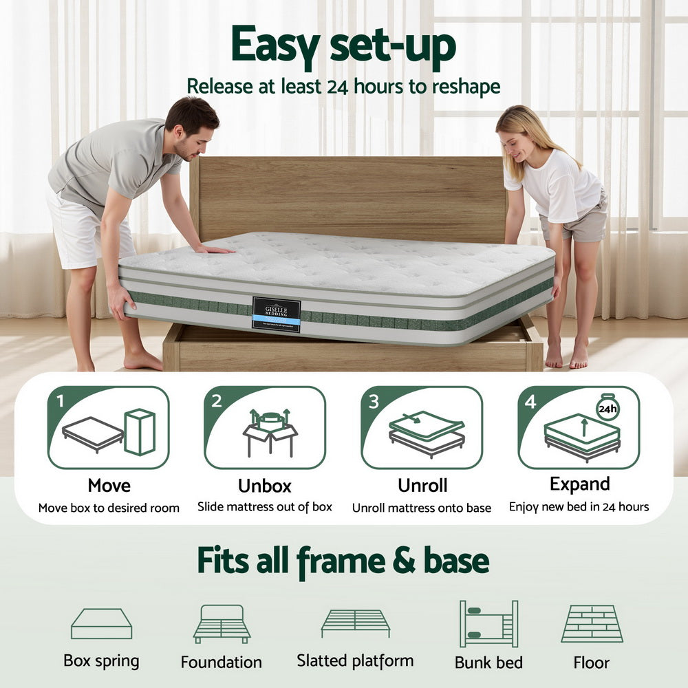 Single Mattress: 20cm Giselle Mattress King Single Green Tea Mattresses