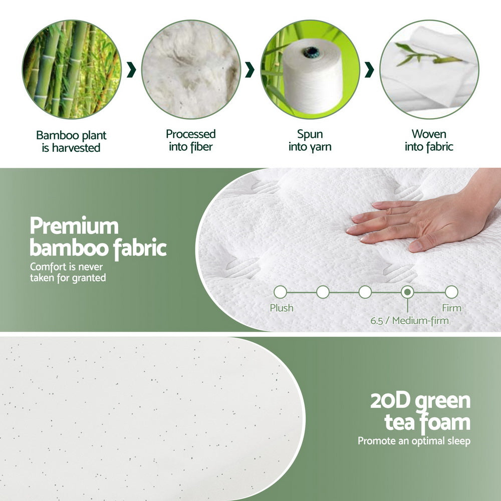 Single Mattress: 20cm Giselle Mattress Single Green Tea Mattresses