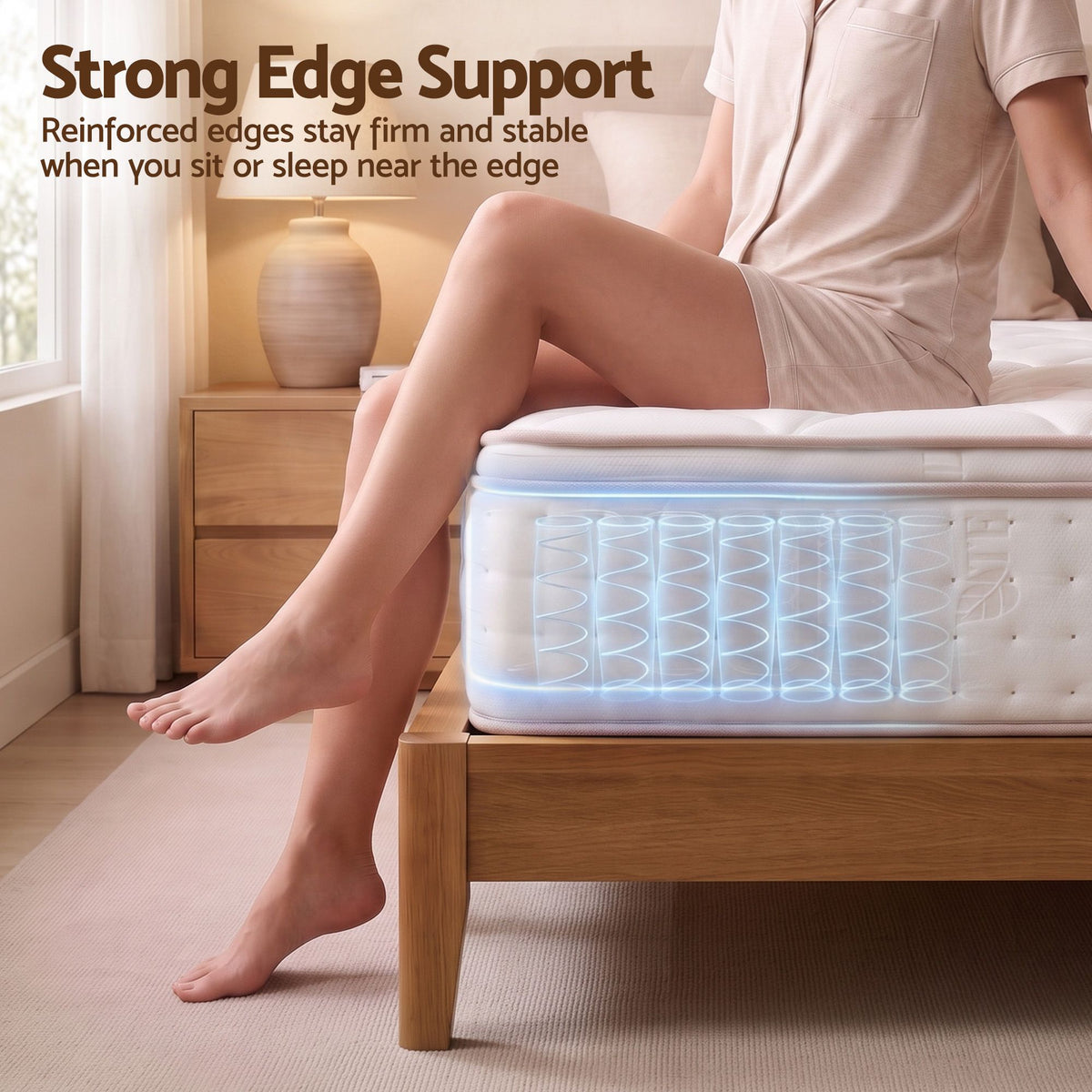 Giselle 30cm Double Spring Mattress Tencel Cover 5-Zone Firm Back Support