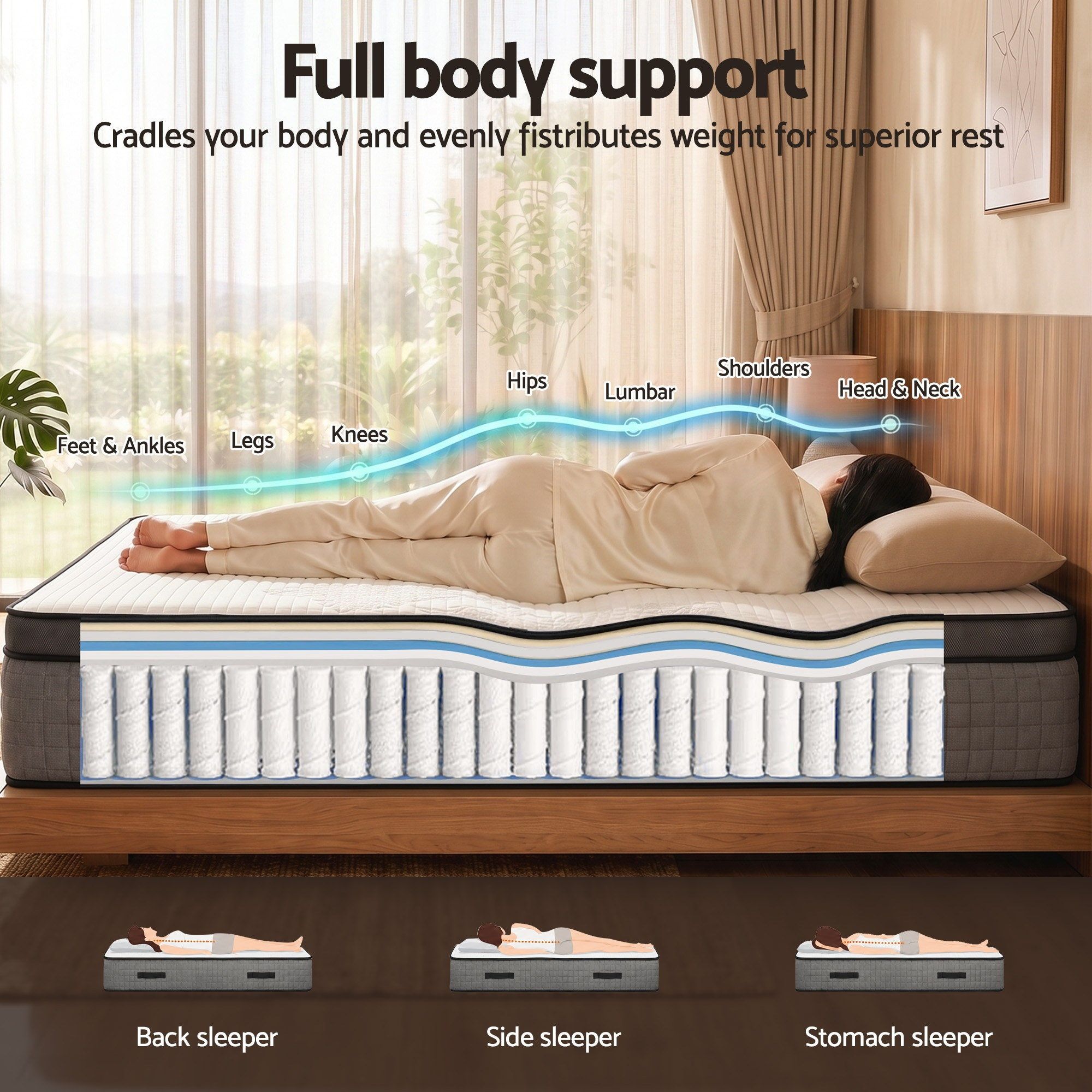 Giselle Bedding Double Mattress 37cm 4-in-1 Adjustable Firmness Cooling Gel Memory Foam Dual-Zone Flippable for Couples