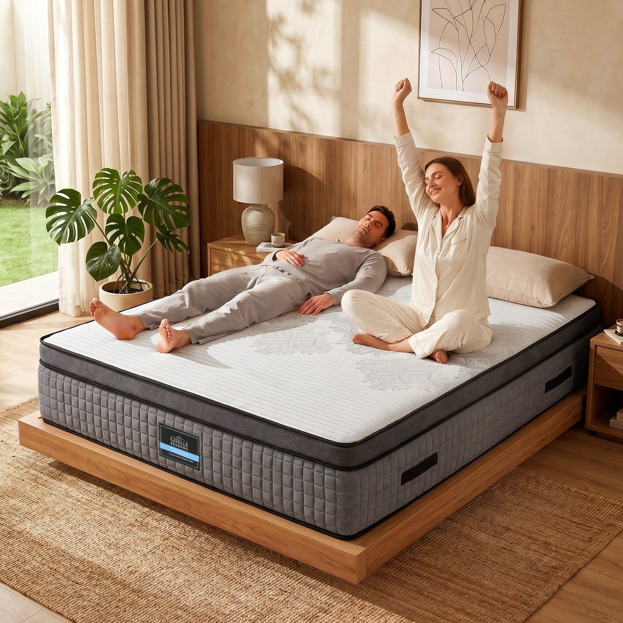 Giselle Bedding King Mattress 37cm 4-in-1 Adjustable Firmness Cooling Gel Memory Foam Dual-Zone Flippable for Couples