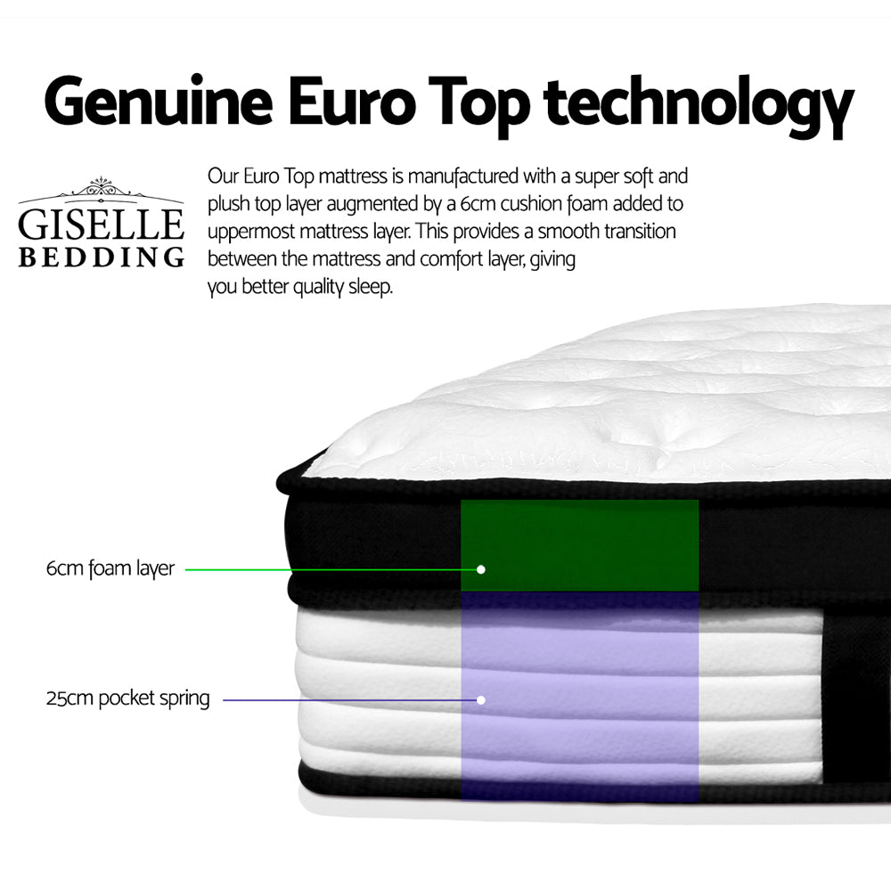 Single Mattress: Giselle Bedding 31cm Mattress Euro Top Single